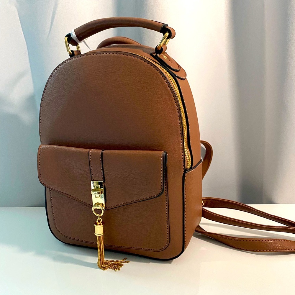 New Brown backpack vegan leather